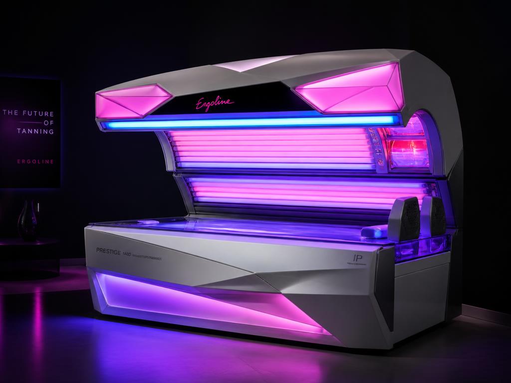 Łóżko opalające Ergoline Prestige 1400 Intelligent Performance w neonowym świetle